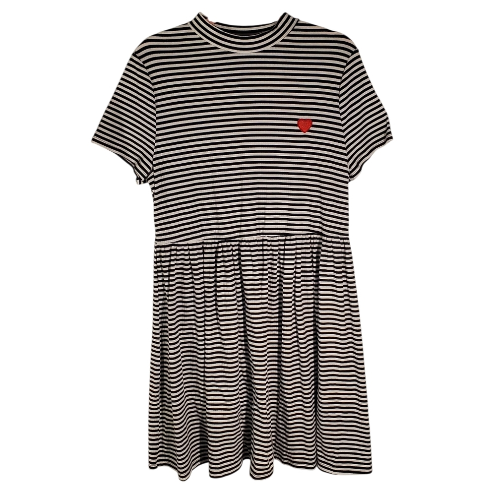 SHEIN Black and White Striped Midi Dress